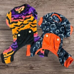 Plush Halloween Pet Pajamas Small Dogs Small Cats Pumpkins and Bats